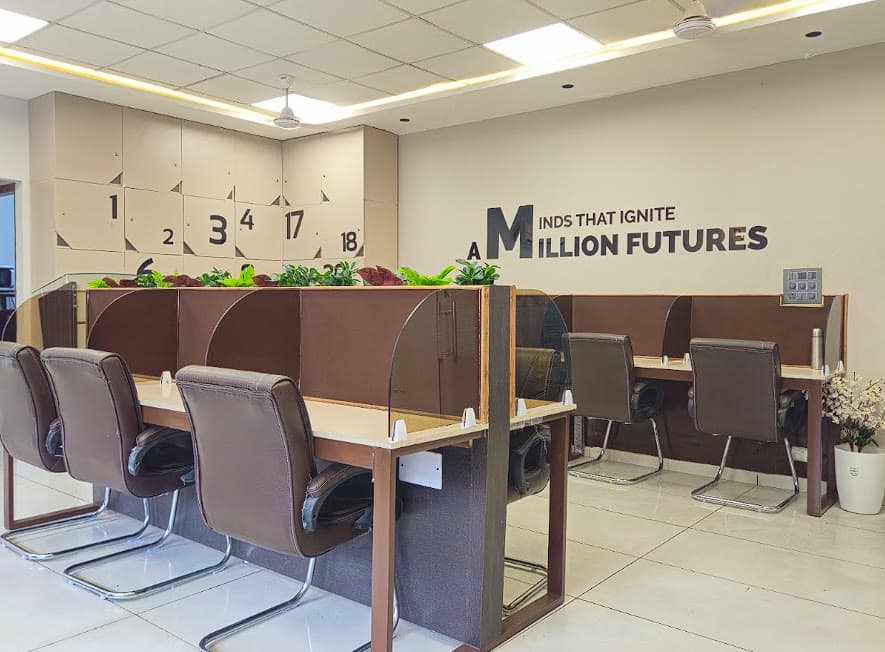 AIS faculty workroom with individual planning desks